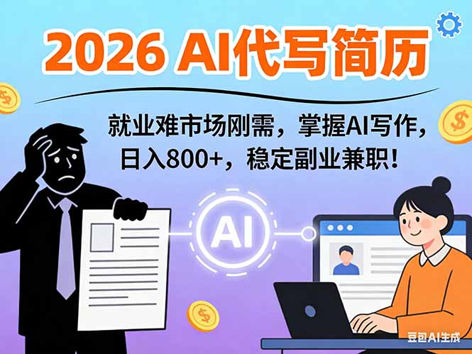 AI代写简历，超暴利，用万能模板月入1-3万实战教程，2026年市场刚需！-孔明聊项目