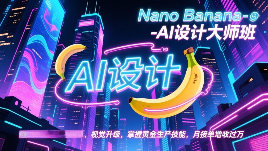 Nano Banana-AI设计大师班，修图合成、广告创作、视觉升级，掌握黄金生产技能，月接单增收过万-孔明聊项目
