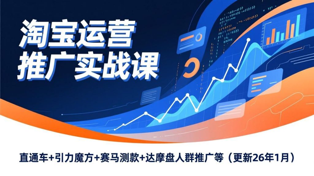 淘宝运营推广实战课,直通车+引力魔方+赛马测款+达摩盘人群推广等(更新26年1月-孔明聊项目