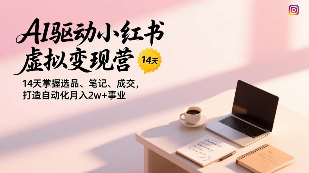 AI驱动小红书虚拟变现营，14天掌握选品、笔记、成交，打造自动化月入2w+事业-孔明聊项目