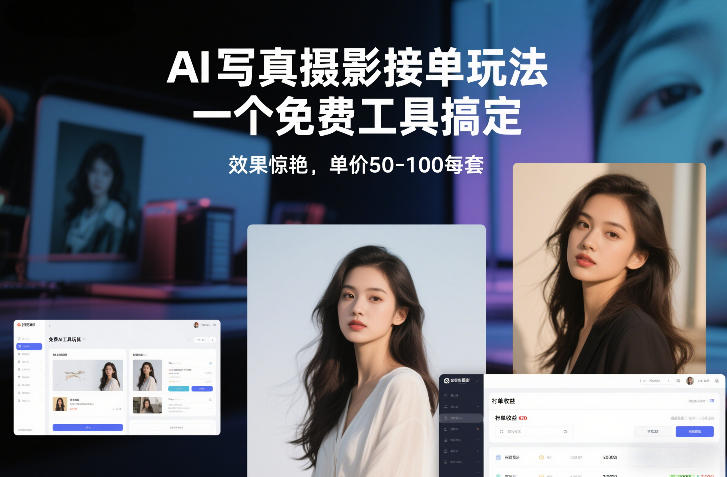 AI写真摄影接单玩法，一个免费工具搞定，效果惊艳，单价50-100每套-孔明聊项目