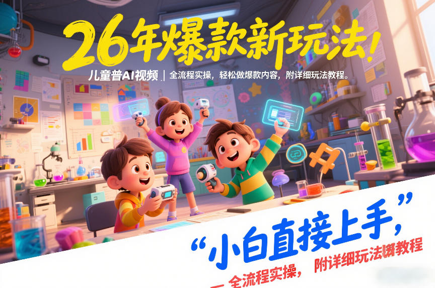 26年爆款新玩法，儿童科普AI视频，全流程实操，轻松做爆款内容，小白直接上手，附详细玩法教程-孔明聊项目