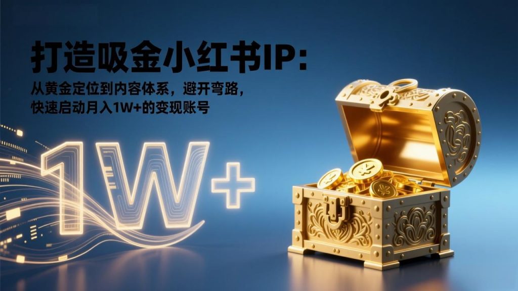 打造吸金小红书IP:从黄金定位到内容体系,避开弯路,快速启动月入1W+的变现账号-孔明聊项目