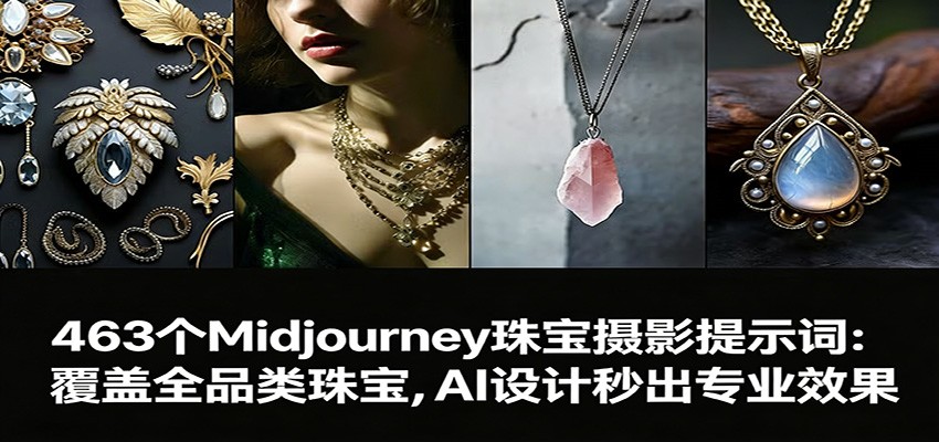 463个Midjourney珠宝摄影提示词:覆盖全品类珠宝,AI设计秒出专业效果-孔明聊项目