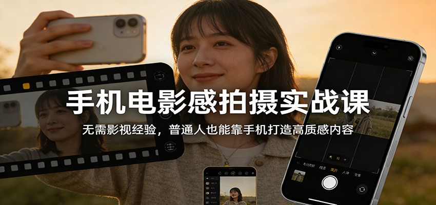 手机电影感拍摄实战课:无需影视经验,普通人也能靠手机打造高质感内容-孔明聊项目