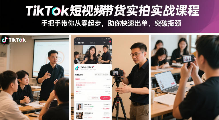 TikTok短视频带货实拍实战课程，手把手带你从零起步，助你快速出单，突破瓶颈-孔明聊项目