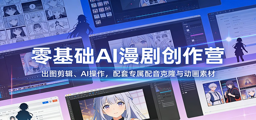 零基础AI漫剧创作营：出图剪辑、AI操作，配套专属配音克隆与动画素材-孔明聊项目