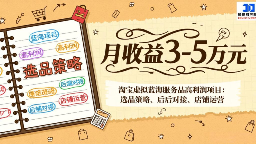 淘宝虚拟蓝海服务品高利润项目:选品策略、后端对接、店铺运营,月收益可达3-5万元-孔明聊项目