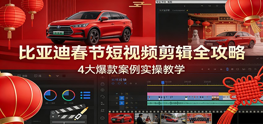 比亚迪春节短视频剪辑全攻略，4大爆款案例实操教学-孔明聊项目