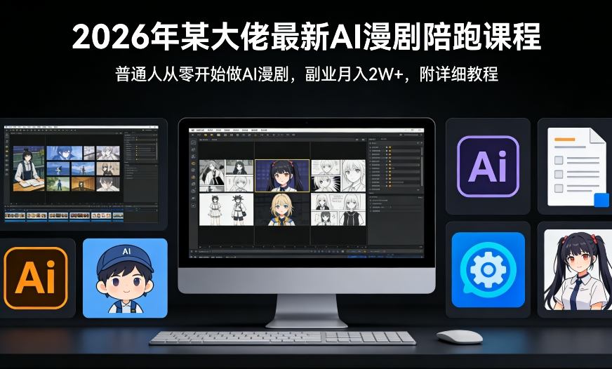 26年某大佬最新Ai漫剧陪跑课程，普通人从零开始做AI漫剧，副业月入2W+-孔明聊项目