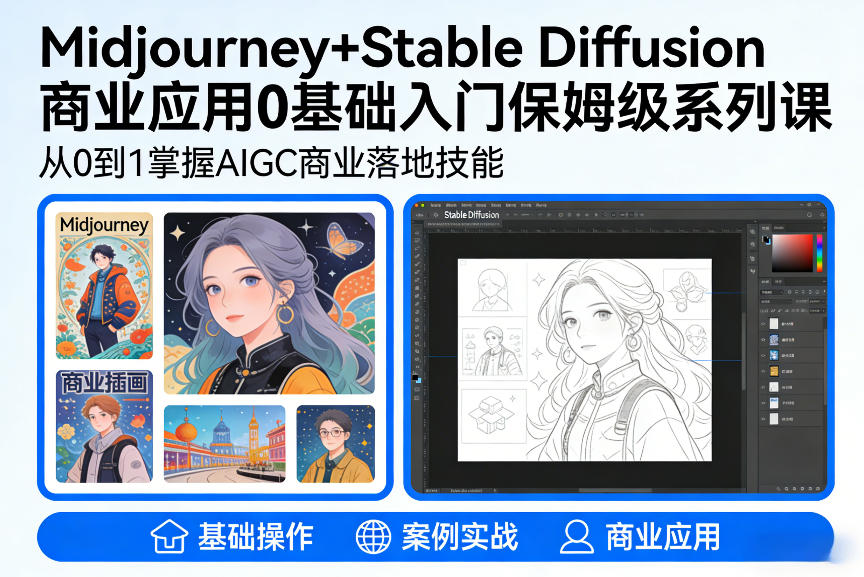 AIGC商业应用Midjourney+Stable Diffusion教程，0基础入门保姆级系列课-孔明聊项目