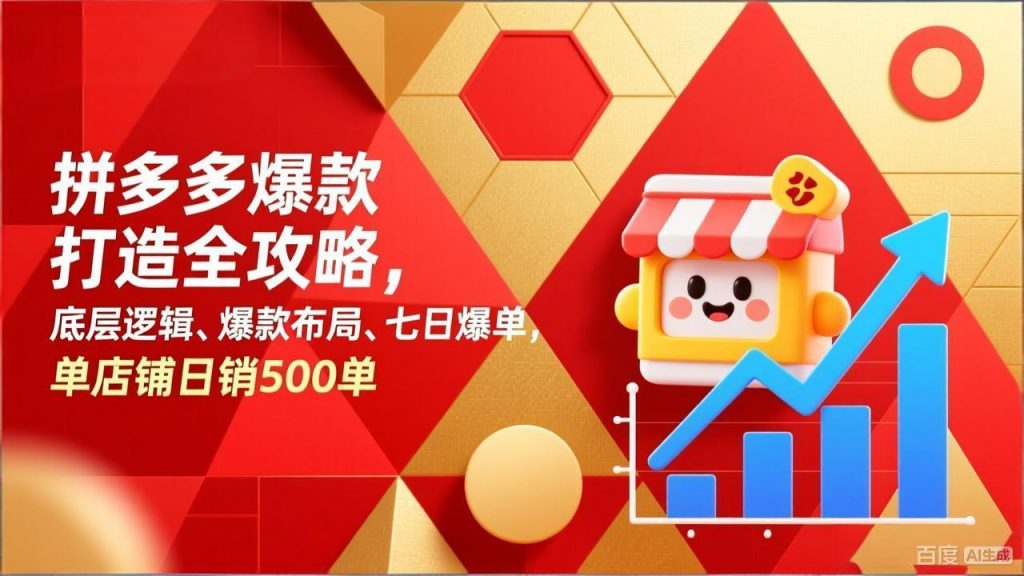 拼多多爆款打造全攻略，底层逻辑、爆款布局、七日爆单，单店铺日销500单-孔明聊项目