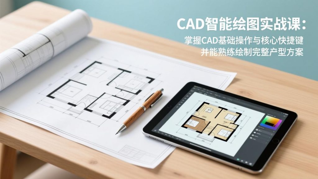 CAD智能绘图实战课：掌握CAD基础操作与核心快捷键，并能熟练绘制完整户型方案-孔明聊项目
