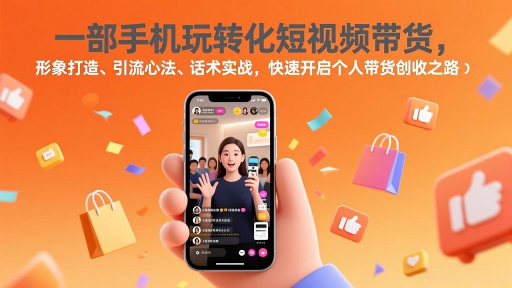 一部手机玩转化短视频带货，形象打造、引流心法、话术实战，快速开启个人带货创收之路-孔明聊项目