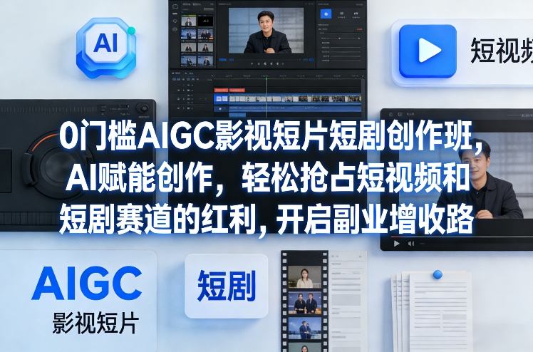 0门槛AIGC影视短片短剧创作班,AI赋能创作,轻松抢占短视频和短剧赛道的红利,开启副业增收路-孔明聊项目