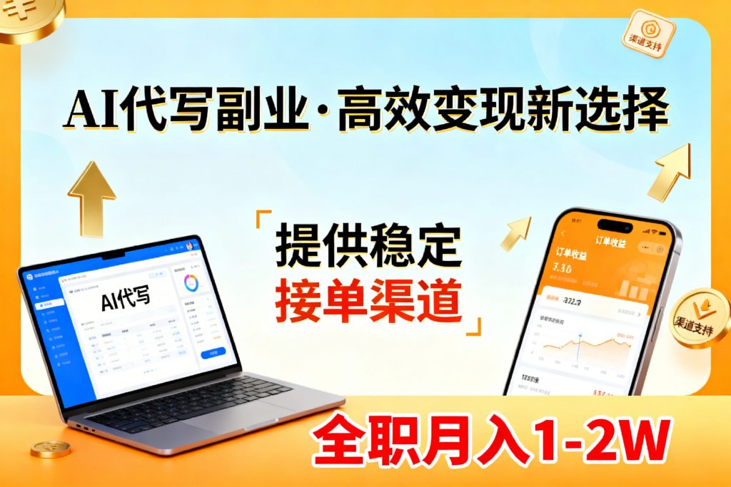 AI代写副业，高效变现，提供渠道，永不失业副业兼职 全职月入1-2W【SOP手册】-孔明聊项目