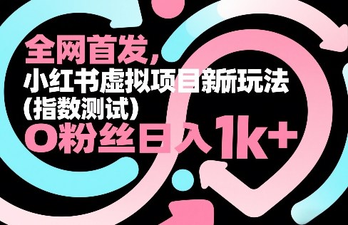 全网首发，小红书虚拟项目新玩法(指数测试)，0粉丝日入1k+，整个玩法完整拆解！-孔明聊项目