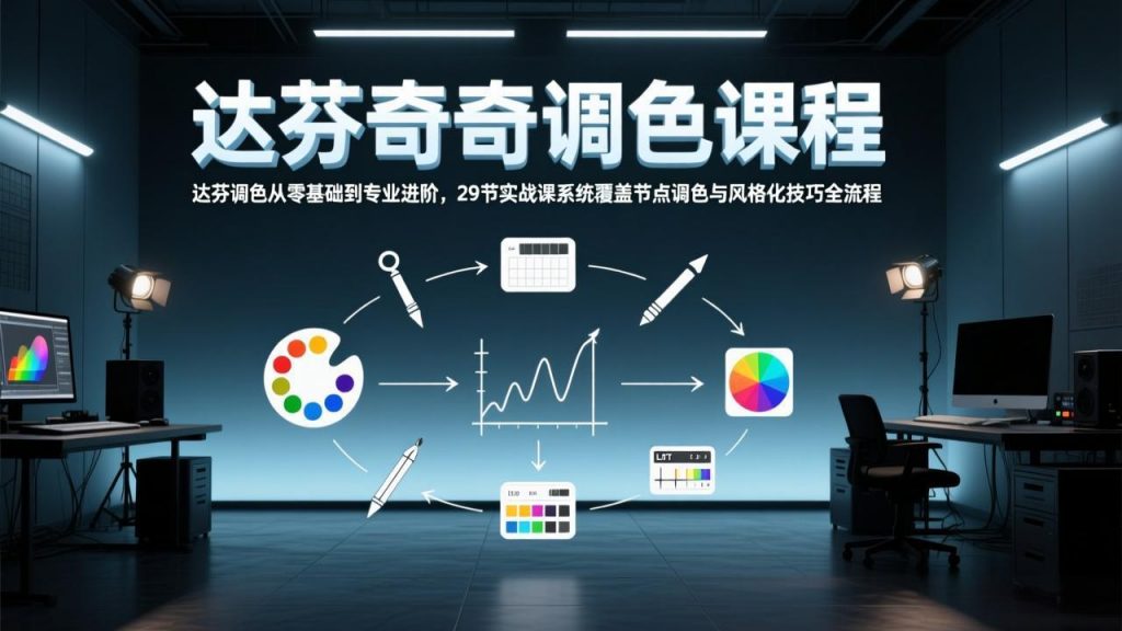 达芬奇调色从零基础到专业进阶,29节实战课系统覆盖节点调色与风格化技巧全流程-孔明聊项目