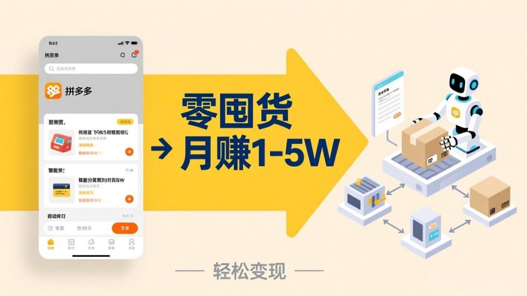 不用囤货不用跑单！拼多多虚拟玩法，机器人管理发货和客服，帮你月赚 1-5W-孔明聊项目