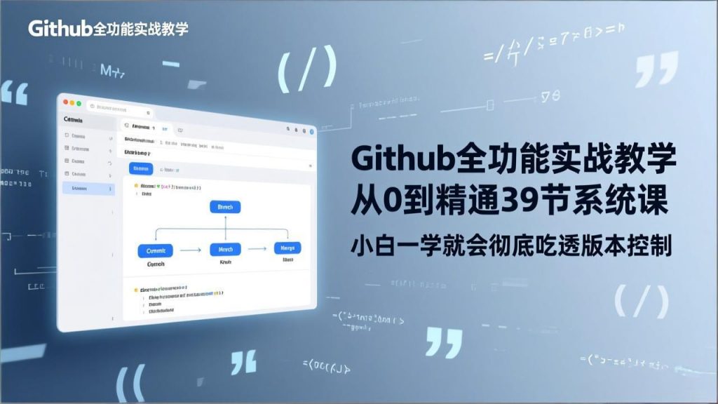 GitHub-全功能实战教学,从0到精通39节系统课,小白一学就会彻底吃透版本控制-孔明聊项目