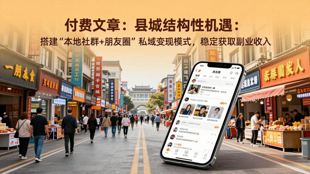 付费文章：县城结构性机遇：搭建“本地社群+朋友圈”私域变现模式，稳定获取副业收入-孔明聊项目